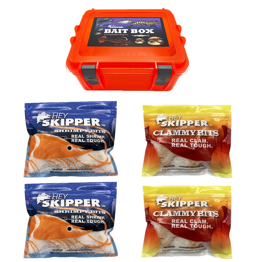 Beach Fishing Box Shrimp + Clam Combo Box- 4 Packs Salted Fishing Bait +  Waterproof Bait Box – Hey Skipper